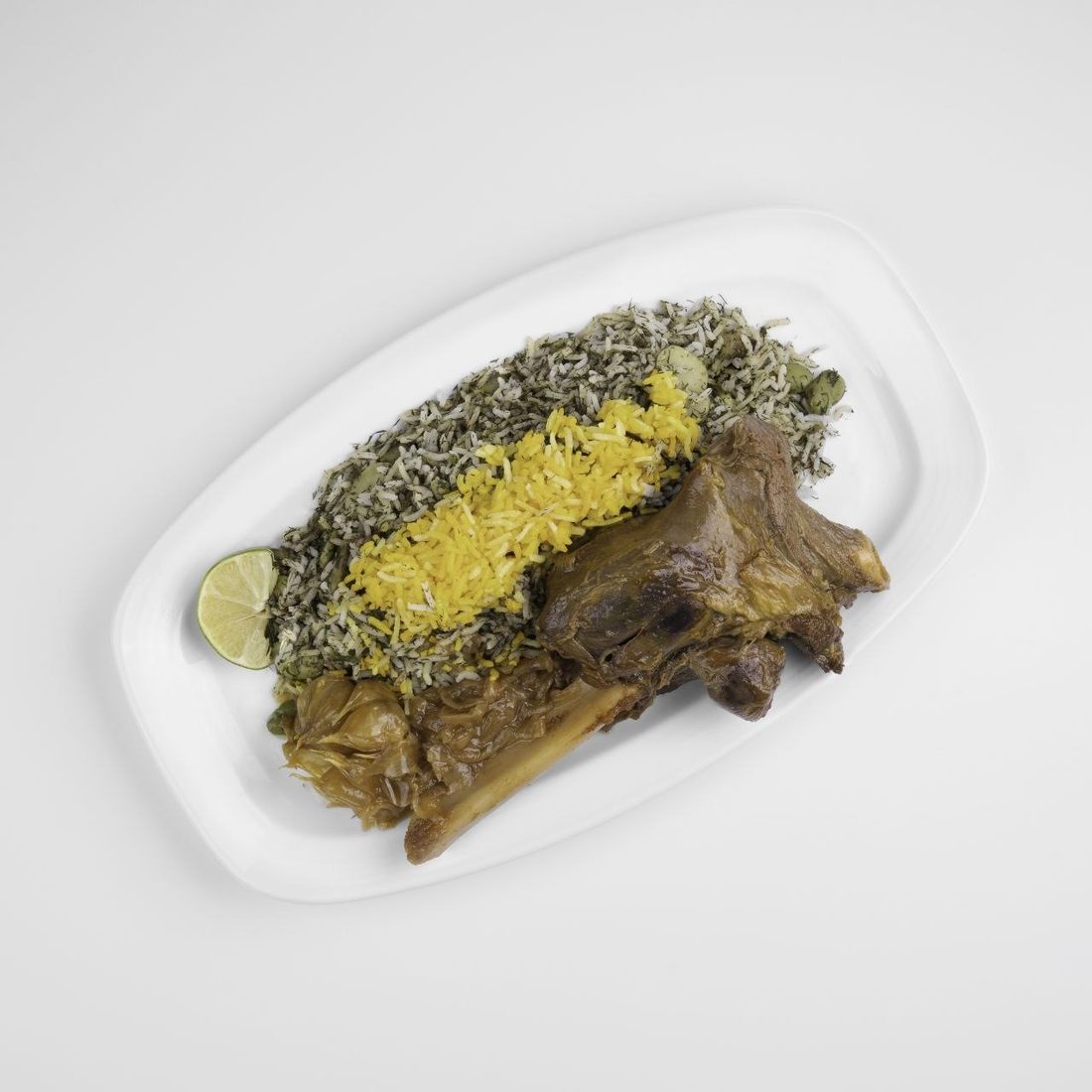 Baghali Polo ba Mahiche — Lammhaxe mit Dill- und dicke Bohnenreis